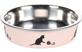 Gamelle pour la nourriture et l'eau Dena Rond Rose & Argent 180 ML